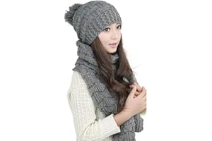 AISHNE Winter Mütze Schal damen set warme Gestrickt Beanie mit pom Frauen Mädchen wolle