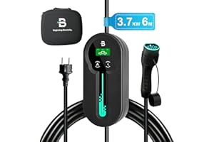 Beny Typ 2 Ladekabel 6m - 3.68kw Tragbares Ladekabel Elektroauto Typ 2 Schuko für Elektrofahrzeuge, IP66 Wasserdichtes Mobiles Wall Box mit LED Anzeige Einstellbare Zeitverzögerung & Tragetasche