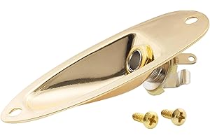 Musiclily 6,35mm Guitare Prise Jack de Sortie Plaque Jack Socket avec Vis pour Guitare électrique Fender Strat Style, Doré