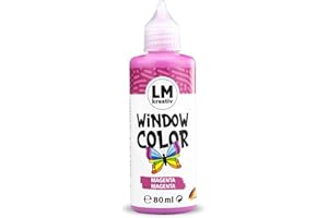LM-KREATIV LM Window Color 80ml - Magenta - Fenster-Farben zum Basteln & Malen. Für wieder abziehbare Deko Fensterbilder im Kinderzimmer, auf Flaschen, Spiegel oder Fliesen. Fensterfarben ohne Lösungsmittel