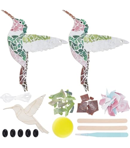 WEBEEDY 2 Ensembles Petit Kit De Coeur De Mosaïque Arc-en-Ciel, Fabriquez Votre Propre Kit D'Artisanat En Mosaïque Avec Des Carreaux De Verre Fournitures D'Art Et D'Artisanat