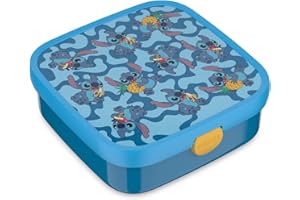 Mepal - Fiambrera Bento Grande Campus - Bento Box para Niños - Incluye 2 cajas Bento extraíbles y Tenedor - Las Cajas Bento son aptas para Microondas - 2x 200 + 1250 ml - Stitch
