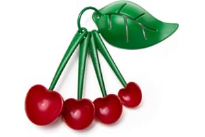 Ototo Mon Cherry Set de Cucharas Medidoras y Separador Claras y Yemas - Pack de Medidores Cocina en Forma de Cereza y Separador Yema Huevos en Forma de Hoja