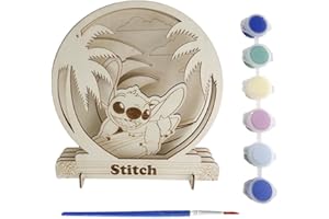 CERDÁ LIFE'S LITTLE MOMENTS Figuras Coloreables Madera Stitch – Set de Figuras Infantiles para Pintar con Diseño de Stitch, Fabricadas en Madera Natural para Actividades Artísticas, Manualidades y Decoración Creativa