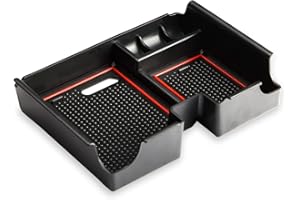 MARCHFA Center Console Organizer Tray Fit for Evoque 2011-2018 Armrest Box Secondary Storage Accessories with Non-Slip Mat (Red)