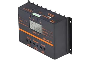 KKNOON Controlador de carga solar 80A PWM 12V/ 24V Panel solar LCD autoadaptable Regulador de descarga de carga de batería con salida USB de 5V Compensación de temperatura Protecciones múltiples