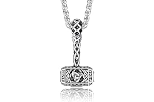JeryWe Mjolnir Collana in Acciaio Inossidabile Gioielli Vichinghi per Uomo Donna Collana con Ciondolo Mjolnir Collana con Martello Vichingo Collana Vintage Thor Mjolnir 24"