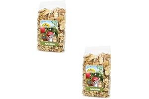 JR Farm Chips de Manzana | Paquete Doble | 2 x 80 g | Alimento único para roedores y Conejos Enanos | Bajo Contenido en Grasa | Sin conservantes | Snack de recompensa