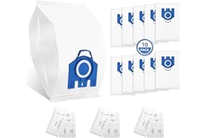 SHUOMAO 10-PACK Bag for Miele Hoover, 3D Efficiency Hyclean GN Dust Bag for Classic C1, Complete C1/C2/C3, S227, S240, S270, S400, S2, S5, S8 Series Vacuum Cleaner,3 Motor Protection & 3 Exhaust Filters
