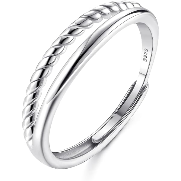 Bague Argent 925 Femme Ajustable Zircone - Anneau Ouvert Croisé Strass - Bijou Pouce Orteil Fidget