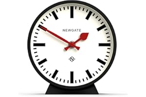 NEWGATE® M Mantel kolejka cichy zamiatany zegar - 'No Tick' - nowoczesny zegar kominkowy - mały zegar - zegary do salonu - zegar biurowy - zegar biurkowy - zegary kominkowe - tarcza stacji (Czarny)