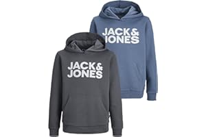 JACK & JONES Junior Kinder Hoodie Set - Größe 128 bis 176 - Kapuzen-Pullover für Kids - Pulli im Mehrfach-Pack mit verschiedenen Motiven und Farben