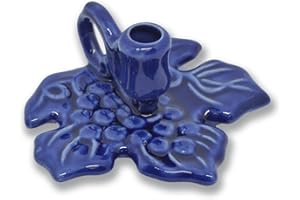 Danilovo Świecznik w kształcie liścia, ceramiczny świecznik do cienkich świec, uchwyt na świece prawosławne, idealny do świec o średnicy do 1 cm (ciemnoniebieski)