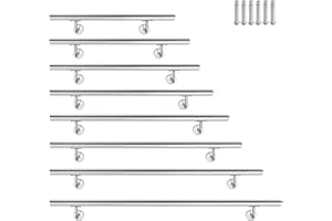 XMTECH Pasamanos de acero inoxidable, pasamanos para escaleras, pasamanos de pared, escaleras para exterior e interior, con soportes de pared y material de montaje, longitud: 100 cm