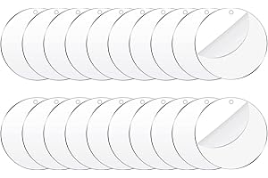 CTFOREST 20 Stück Acrylscheibe Transparent, Klare Acrylplatte, Rund Acryl Scheibe, Ideal für die Herstellung von Schlüsselanhängern und Christbaumschmuckg(5cm)