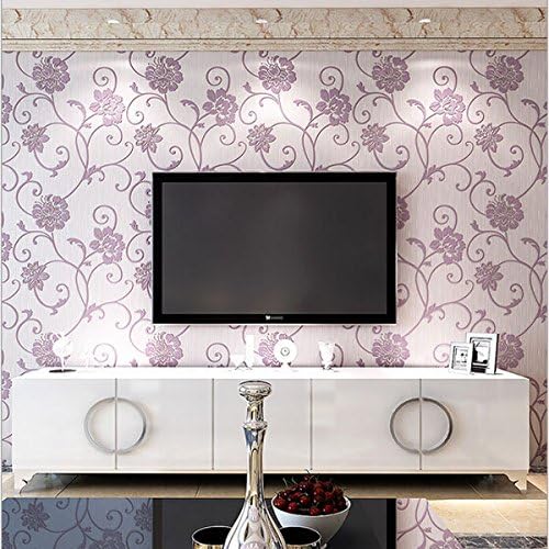 Wapea Mural Arrival Pastoral Fresh Floral Wallpaper 3D Stereo Non-Woven Flowers Wallpapers Room Decor Mural Wall D Purple