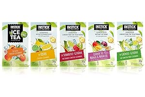 INSTICK JUST ADD WATER INSTICK bevanda istantanea senza zucchero | Pacchetto 5 – 5x confezione da 12 per 12x0,5 L ciascuno | diversi tipi di tè freddo | vegana, a basso contenuto calorico, con vitamina C