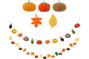 DANDUOLAI Felt Pumpkin Garland, Pumpkin Set, Pumpkin Decoration, Fall Garland, Seasonal Festive Indoor Outdoor Home Decoration for Mantle Halloween Thanksgiving Day Autumnal Sign Fall Party Supplies (Pumpkin)