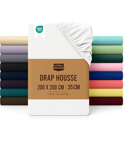 DTEX HOMES Emperor Drap-housse 200 fils avec poche profonde de 30 cm 100 % coton égyptien de qualité hôtelière (200 x 200 cm, blanc DTEX HOMES Emperor Drap-housse 200 fils avec poche profonde de 30 cm 100 % coton égyptien de qualité hôtelière (200 x 200 cm, blanc