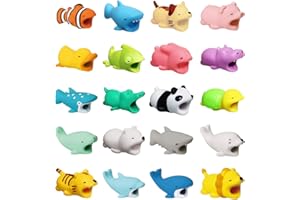 UptVin Pack of 20 Animal Cable Protectors, Cute Animal Bites Cable Saver Cable Break Protection Plastic Animals Charging Cable Saver for USB USB Charging Cable Protector