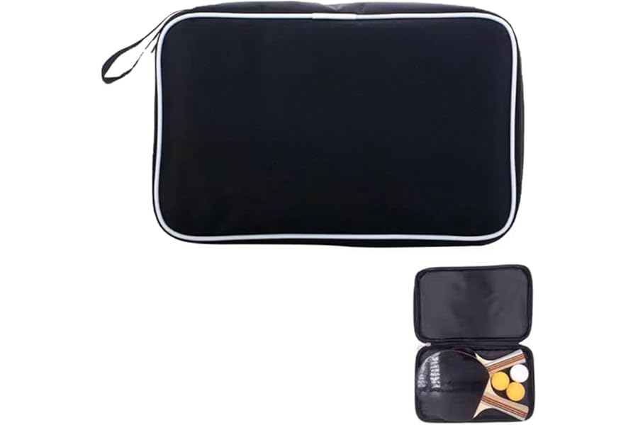 ZHAOYCSH Table Tennis Racket Case - Soft Cover Paddle Bag (27x17 cm) | Durable & Lightweight Ping Pong Paddle Case | Scratch-Resistant Travel Organiser for Indoor Sports Accessories (Black, 1-Pack)