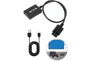 QAUM N64 to HDMI Converter HDMI Cable for Nintendo 64/SNES/N64 HDMI Adapter Compatible with Gamecube/SFC/NGC Console/HDTV/Monitor/Projector, Support 480/720p/Stereo Audio/16:9 Aspect Ratio