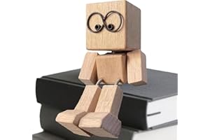 GENERISCH Shaking Wooden Man Figure, Charming Small Wooden Figure, Wobble Figure Car, Wooden Shake Man for Car Dashboard Re-gal Desk Bedroom Living Room Home Decoration