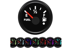 Geloo Indicatore di livello del carburante, 0-190 Ohm, 7 colori, impermeabile, indicatore del serbatoio del carburante con luce di allarme per auto marine, camper, yacht