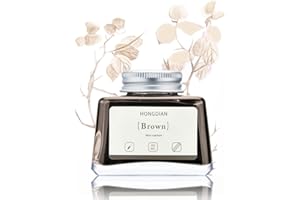 Asvine Hongdian - Flacone di inchiostro marrone per penna stilografica, flacone da 60 ml, per scrittura e calligrafia, senza carbonio
