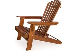 CASARIA® Adirondack Lounge Chair with Footrest | Solid Acacia Wood | Wide Armrests | Weather-Resistant | Comfortable Design | Garden Patio Conservatory Balcony Furniture