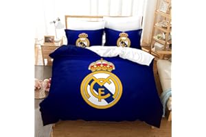 WINUO Equipo de Fútbol Logo Juego de Funda Nórdica 135X200cm (Cama de 90) Funda de Edredón de Microfibra Suave con 2 Fundas de Almohada 50x75