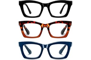 Hubeye Reading Glasses for Women Oprah Style Blue Light Blocking Oversized Square Spring Hinge Computer Readers 1.75