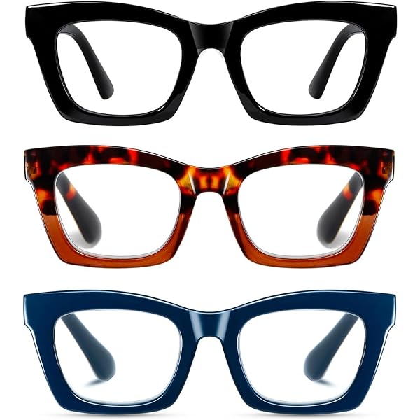 KoKoBin Lot De 3 Lunettes Lecture Femme Oeil De Chat Bleu Clair - Anti Lumière Bleue Confortables Avec Strass