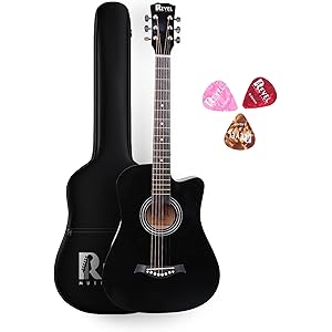 Revel 38 Inch Glossy Acoustic Guitar for Beginners and Professionals with Signature Guitar Feel, Westwood Guitar Style Set wi