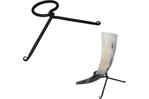 House of Warfare Medieval Hand Forged Iron Horn Stand for Drinking Horns Viking Beer Mead Horn Stand Made From Sturdy Iron for Display and Décor (Handforged Horn Stand)