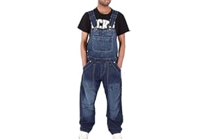 HIYIRUI Men's Denim Bib Overalls Relaxed Fit Jumpsuit Dungarees with Multi-Pocket
