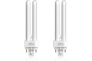 BrightWish 13W G24q-1 4 Pin Light Bulbs, Compact Fluorescent Lamp, CFL Light Bulb, Warm White 2700K, 2U Double Tube Energy Saving Lamp, Non-Dimmable, 850LM AC220V-240V, 2 Pack