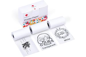 Phomemo Printer Paper - M02/M02Pro/M02S/M03/M03AS/M04S/M04AS Mini Sticker Printer Paper, White/Semi-Transparent/Transparent Mini Pocket Thermal Pinter Paper - Self-Adhesive Sticker Paper, 3 Rolls