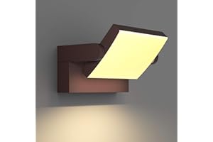Klighten 24W LED Lámpara de Pared Exterior Interior IP65, Luz de Pared Ajustable, Moderno Apliques de Pared Aluminio para Entrada Jardines Pasillo Sala, Blanco Cálido 2700K-3000K, Bronce