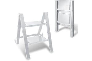 Yakimz Escalera plegable de 2 peldaños, de aluminio, con pedal ancho antideslizante, ligera, para el hogar, la oficina, el almacenamiento portátil, pintura y macetas