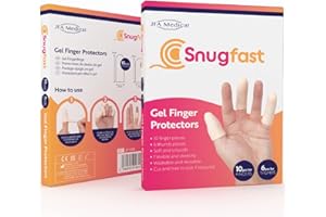 JFA Medical Snugfast Gel Finger Protectors, Finger Cots, Finger Bandage, Finger Sleeves - Box of 16