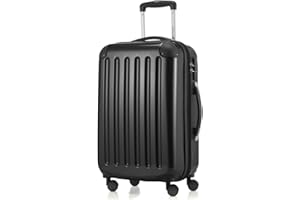 HAUPTSTADTKOFFER Alex - Handgepäck, 55 x 35 x 20 cm, 4 Rollen, 42 Liter, Reisekoffer, Hartschalenkoffer, Rollkoffer, Bordgepäck Koffer, erweiterbar, Schwarz