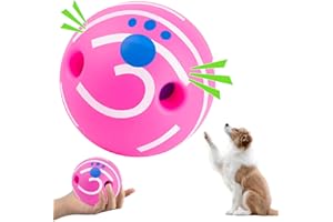 Chapzanink Giggle Ball for Dogs,11cm/4.33in Dog Balls,Interactive Dog Ball,Funny Giggle Ball,Pink Dog Balls for Small Medium, Large,Dogs,Squeaky Dog Ball for Exercise&Training&Decompress