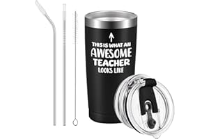 Livole Christmas Gifts for Teachers Men, Best Teachers Mug, Thank You Teacher Gifts Male, This is What an Awesome Teacher Looks Like, 20OZ Leakproof Thermal Travel Mug, 600ml Insulated Wine Tumbler