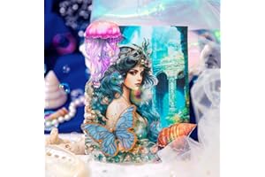 Alideco180 pcs Vintage Scrapbook Paper Mermaids Sailboats Jellyfish Palace Scrapbooking Paper for Journaling Supplies, Decorative Craft for Junk Journals (haidimengjing)