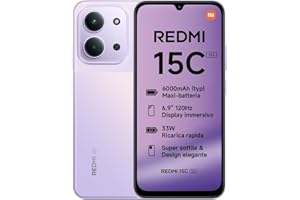 Xiaomi Redmi 15C 5G, Smartphone 4+256GB, Display 6,9" 120Hz, MediaTek Dimensity 6300, processore 5G, Dual camera AI 50MP, Mega batteria da 6000mAh, Garanzia 2 anni, Viola, Caricabatterie non incluso