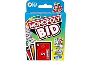Monopoly Juego Subasta, Juego de Cartas rápido para familias y niños a Partir de 7 años