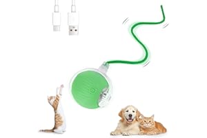 Farerkass Interaktives Katzenspielzeug Ball, Hundespielzeug, Pet Hundeball Elektrisch, Smart Automatisch Rollender Ball für Katzen und Welpe (Grün)
