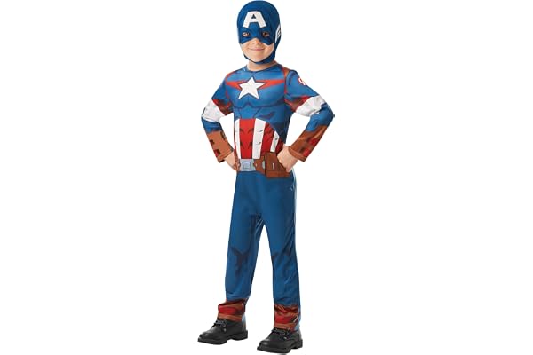 Rubie's Officiella Marvel Avengers Captain America klassisk barnkostym, superhjältekostym för barn