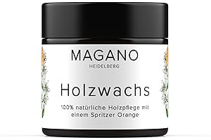 MAGANO - Entretien du bois - Cire de bois 100 % naturelle sans solvant - Parfait pour les planches à découper, les meubles, les plans de travail et autres bois - Avec huile d'orange et cire d'abeille